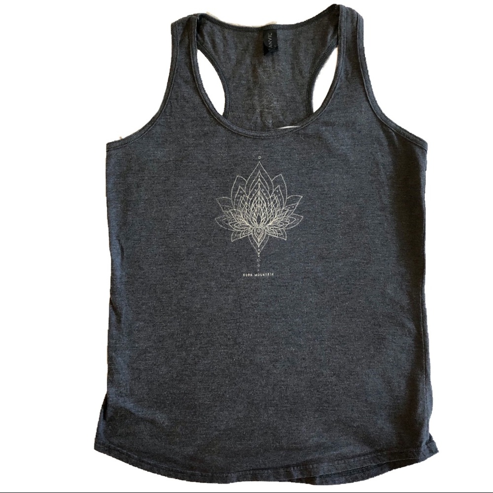 Gray Yoga Tank with Mandala Prints, Size M